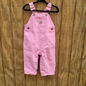 Carhartt Pink Bib Canvas Overalls With Snaps Infant Girls Size 9 Months